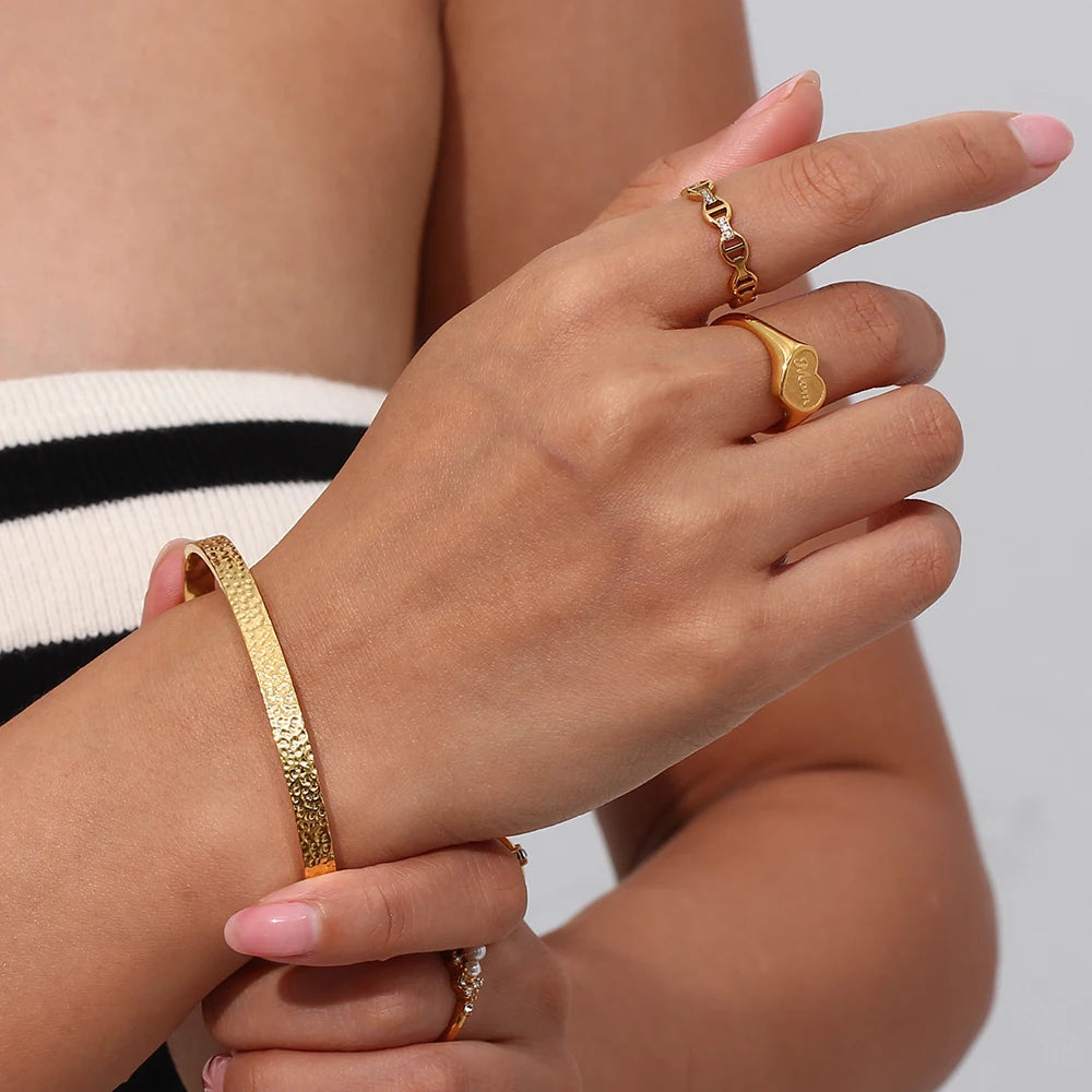 Kaia Stainless Steel Assorted Variety Collection Gold Plated Pearl Chain Cuff Bangle Bracelets Jewelry For Women